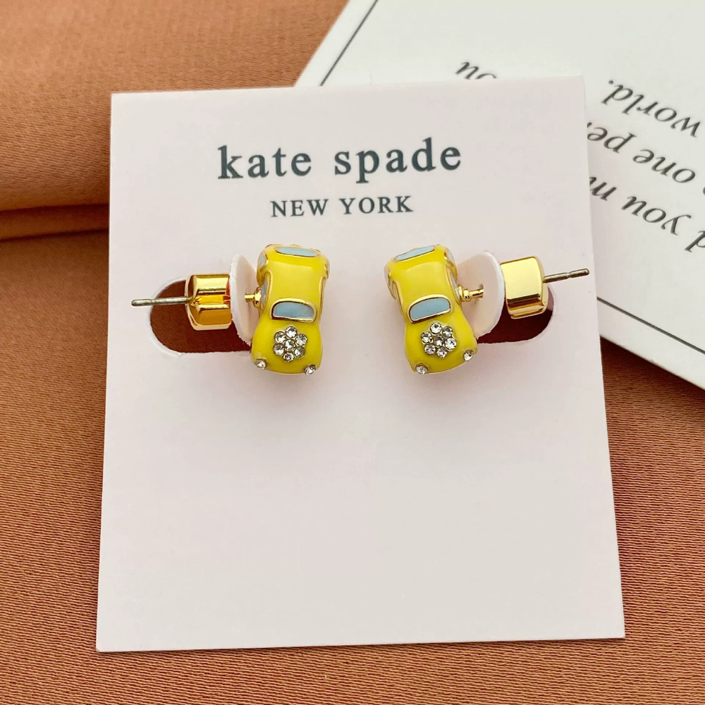 Kate SPADE Yellow Enamel 3D Car Stud Earrings Metal